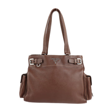 PRADA Tote Bag BR3236 Leather VIT.DAINO Vitterodaino Brown Semi-Shoulder Handbag Shoulder Shopping Silver Metal Fittings