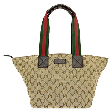 Gucci Tote Bag Beige Brown Green Red Sherry 131230 GG Canvas Leather GUCCI Handbag Ladies Web Stripe