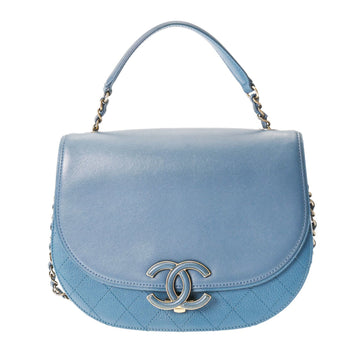 CHANEL Chain Shoulder Half Coco Blue A93460 Women's Calf Bag