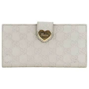 GUCCI W Hook Long Wallet GG Heart 203550 Shima Leather Ivory Women's