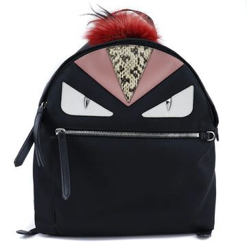 FENDI Bugs Bag Monster Rucksack/Daypack 8BZ035-7ZP Nylon Made in Italy Black Shoulder Handbag 2way Double Zipper bugs bag monster Ladies