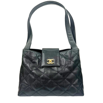 CHANEL Shoulder Bag Caviar Skin No. 6 Hobo Black Ladies