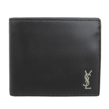 SAINT LAURENT Leather Bifold Wallet Black Men's