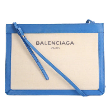 BALENCIAGA navy shoulder bag canvas beige ladies