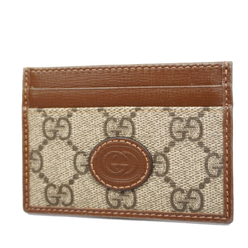 GUCCIAuth  GG Supreme Interlocking G 673002 Card Case Beige,Brown