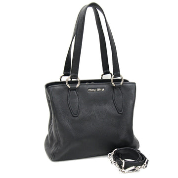 MIU MIU Miu handbag RR2014 black leather shoulder bag tote ladies miumiu