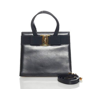 Salvatore Ferragamo Vara Handbag Shoulder Bag 2way BA21 4178 Black Leather Ladies