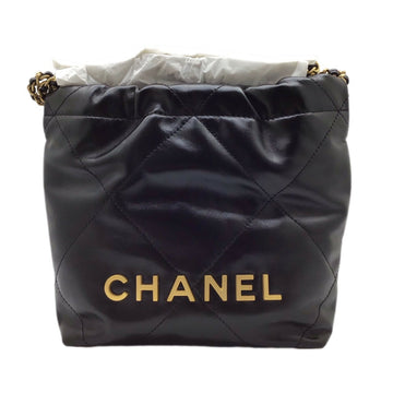CHANEL 22 Mini Chain Shoulder Bag AS3980 Shiny Calf Black G Metal Fittings Gold 2WAY Handbag Leather Ladies Men's Unisex
