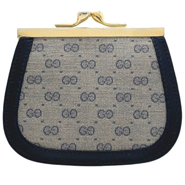 GUCCI coin case old PVC leather navy blue 030 922  GG Old