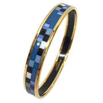 HERMES Email PM Bangle Bracelet Cloisonne Geometric Pattern Blue Gold