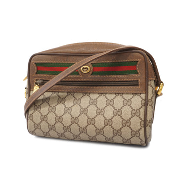 GUCCIAuth  Sherry Line 56 02 087 Women's GG Supreme Shoulder Bag Beige