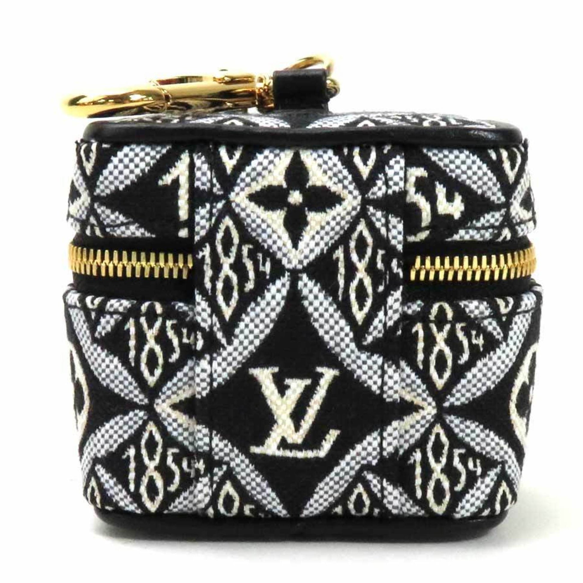 Louis Vuitton Charm Bag Porto Cle Vanity Black Jacquard Woven Cotton  Women's M00351