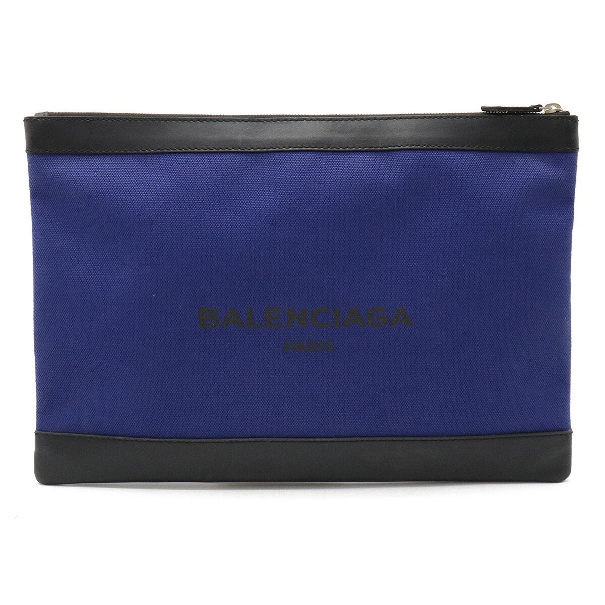 BALENCIAGA NAVY CLIP navy clip L clutch bag canvas leather blue black