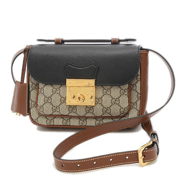 GUCCI GG Supreme Padlock 2Way Shoulder Bag Beige/Black 658487