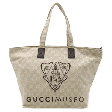 Gucci MUSEO Museo canvas tote bag shoulder leather light beige brown tea 283416