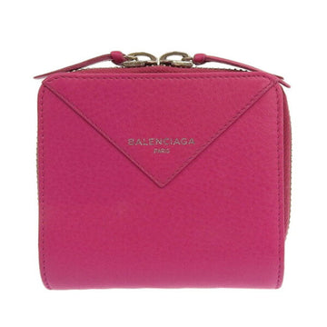 BALENCIAGA Leather Paper Bill Ford Round Wallet 371662 Pink Ladies