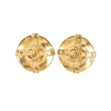 Chanel here mark round type earrings gold 97A accessories vintage