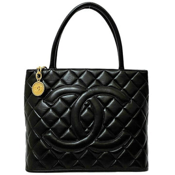 Chanel Bag Reprint Tote Black Gold A01804 Leather Lambskin 5th CHANEL Coco Mark Ladies Charm
