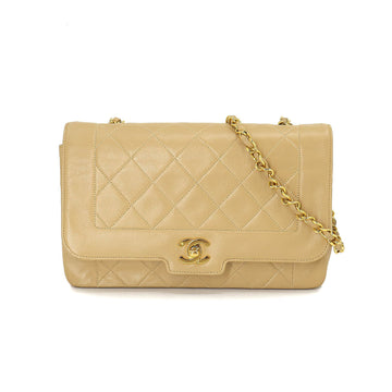 CHANEL Matelasse Chain Shoulder Bag Leather Beige Gold Hardware Vintage