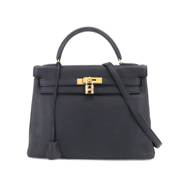 HERMES Kelly 32 2way hand shoulder bag Togo black 〇Z stamp inner stitching gold hardware