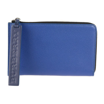 BURBERRY long wallet leather blue organizer card case