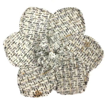 CHANEL tweed flower corsage brooch white ladies