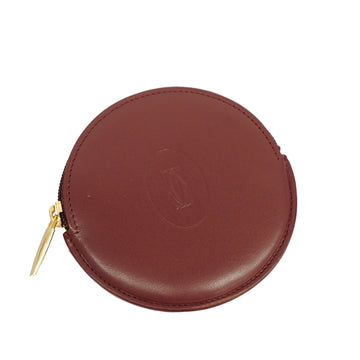 CARTIERAuth  Must Coin Case Gold Metal Fittings Women's Leather Coin Purse/coin Case Bordeaux