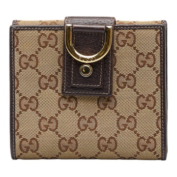 GUCCI GG Canvas Abbey Bifold Wallet 141411 Beige Brown Leather Ladies