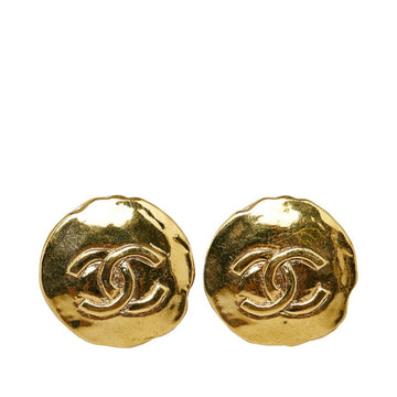 CHANEL Cocomark Circle Earrings Gold Plated Ladies