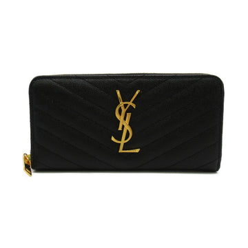 SAINT LAURENT Round long wallet Black Calfskin [cowhide] 358094BOW011000