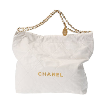 CHANEL 22 White AS3261 Women's Calfskin Handbag