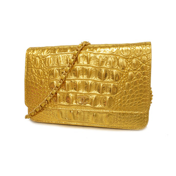 Chanel Chain Wallet Gold Metal Women's Leather Chain/Shoulder Wallet Gold