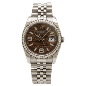 ROLEX Datejust Brown Dial Bezel Diamond SS Random Number Men's AT Automatic Watch 116244