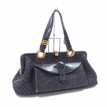 bottega veneta handbag ladies black cotton leather