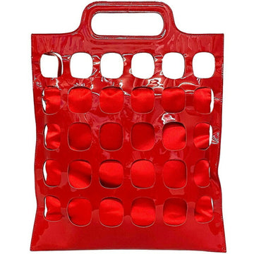 ANTEPRIMA Bag Red PVC Sateen Cutting Cutwork Enamel Patent Leather Ladies Square Fashion