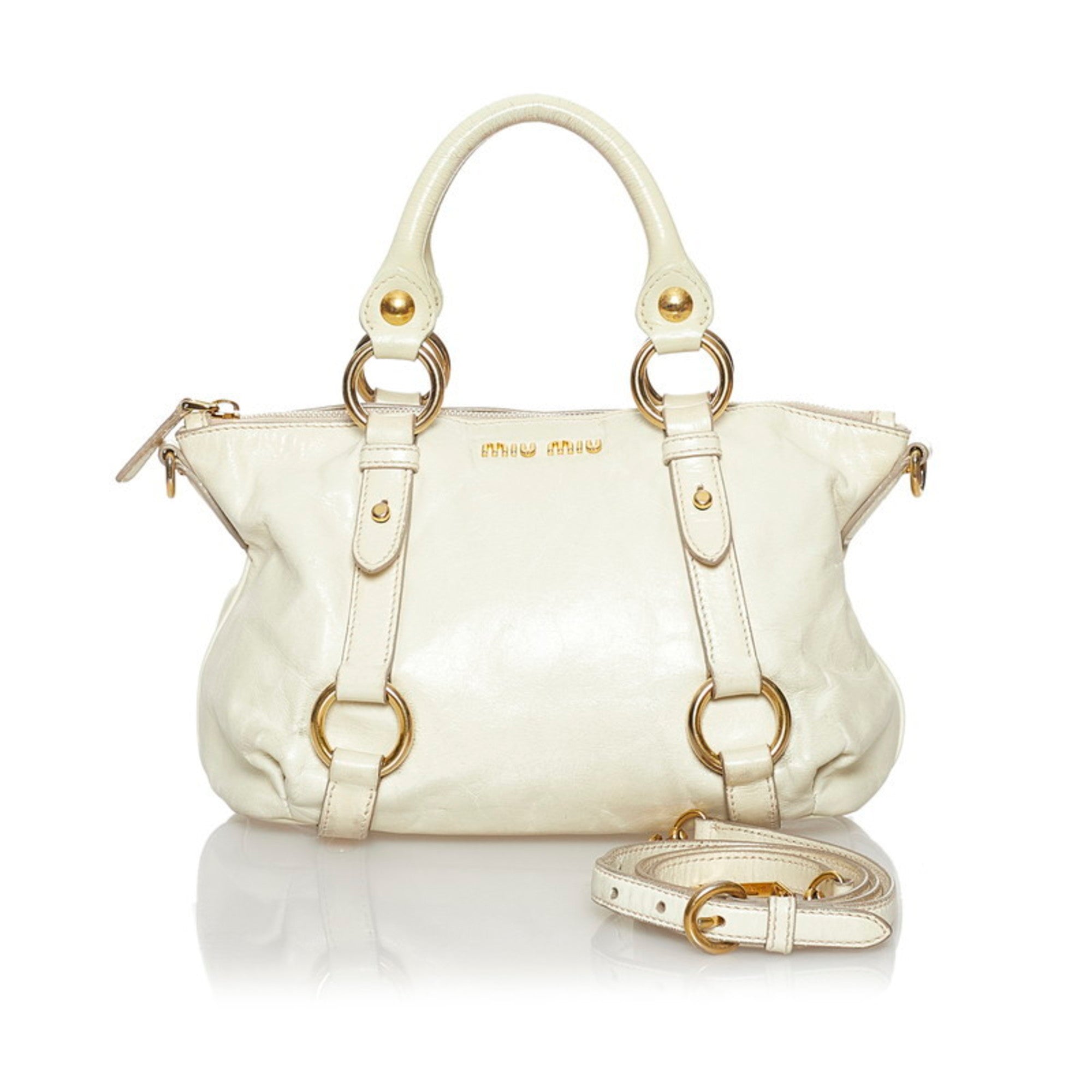 Miu Miu Miu handbag shoulder bag cream white leather ladies MIUMIU