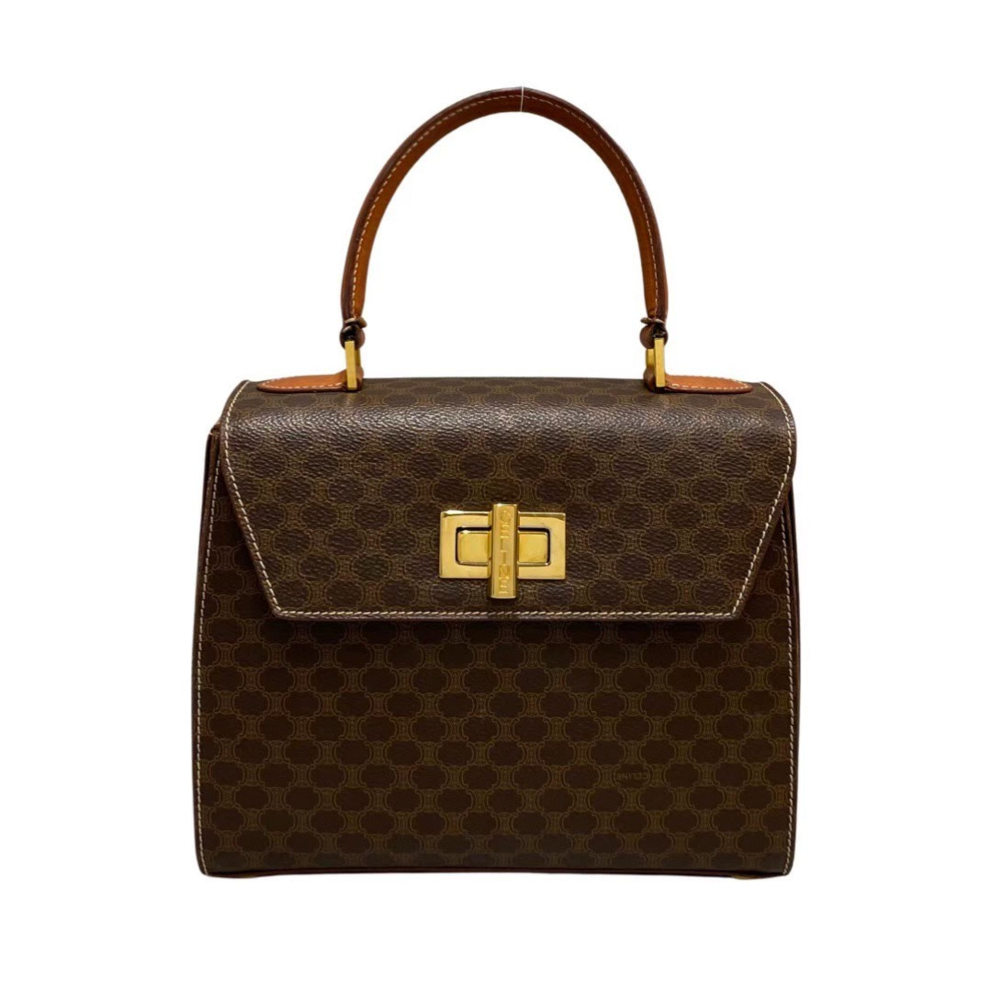 CELINE Vintage Macadam Blason Triomphe Pattern Logo Leather