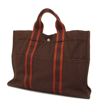 HERMESAuth  Fourre Tout MM Women's Canvas Tote Bag Brown