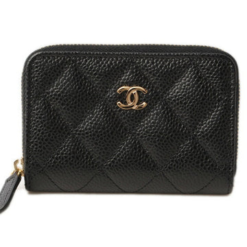 Chanel coin case / card CHANEL matelasse caviar skin A69271 black Bordeaux