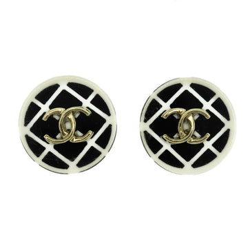 CHANEL earrings here mark circle plastic white black clear D19C ladies