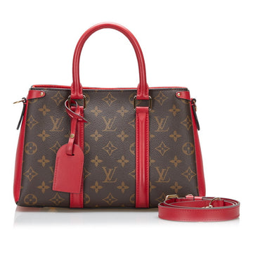 LOUIS VUITTON Monogram Soufflot NV BB Handbag Shoulder Bag M44818 Series Red Brown PVC Leather Women's