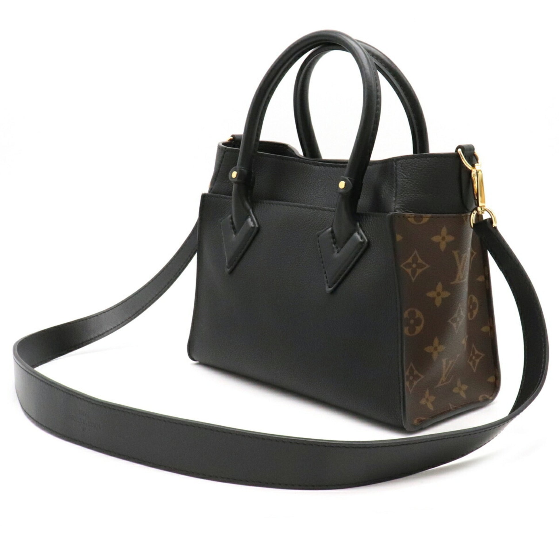 LOUIS VUITTON M57728 On My Side PM Noir Monogram Womens Tote Bag Ex++