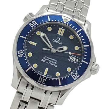 OMEGA Seamaster 2561.80 Watch Boys Brand Professional 300m Date Quartz QZ Stainless Steel SS Silver Blue Polished