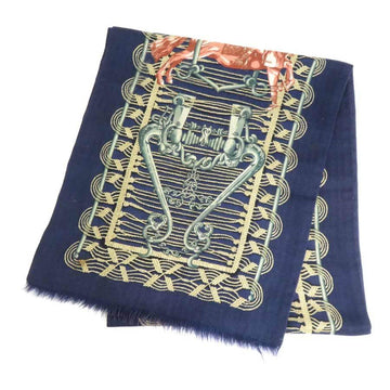 HERMES Scarf Cashmere/Silk Navy/Multicolor Unisex