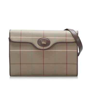 Burberry check shoulder bag khaki brown canvas leather Lady's BURBERRY