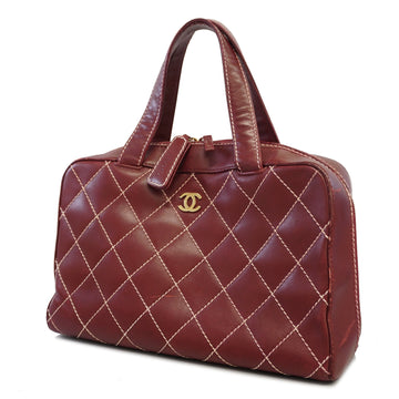 Chanel handbag wild stitch leather red gold Metal