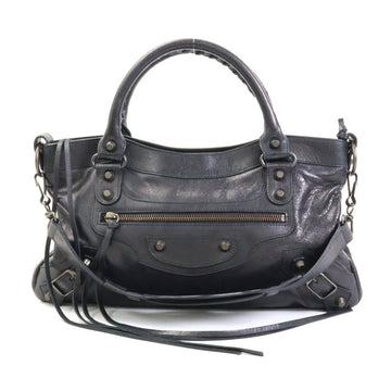 BALENCIAGA handbag shoulder bag the first leather black ladies