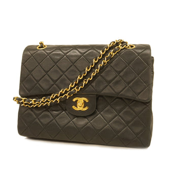 Chanel Shoulder Bag Matelasse W Flap W Chain Lambskin Black Gold Metal