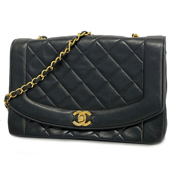 CHANEL Shoulder Bag Matelasse Diana Chain Lambskin Black Ladies