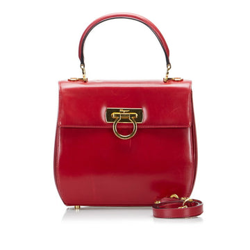 Salvatore Ferragamo Gancini Handbag Shoulder Bag AK4192 Red Leather Ladies